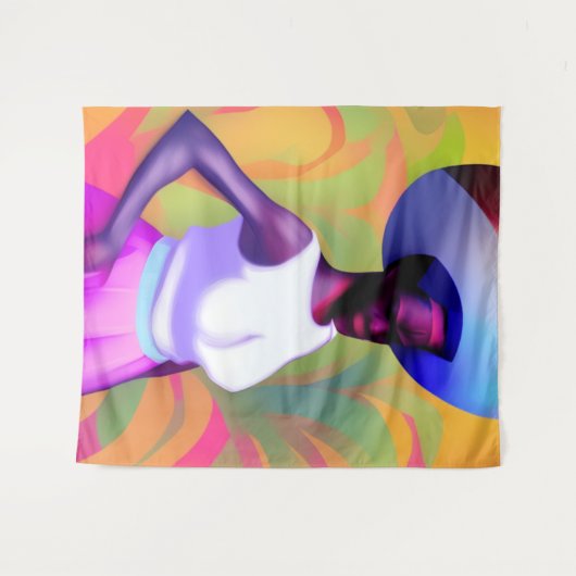 Afrikaanse oude vrouw die haar hoofd met haar vet  wandkleed (Voorkant (horizontaal))