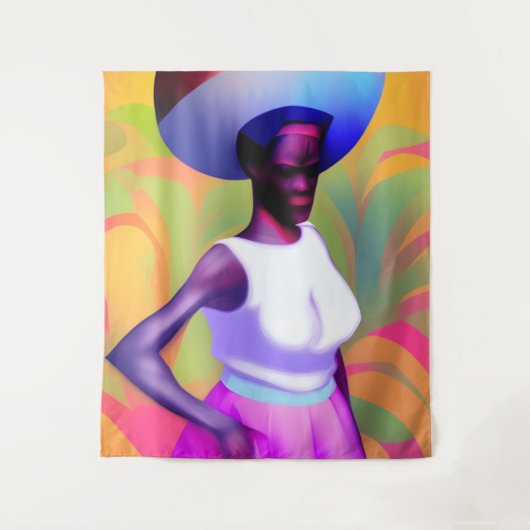 Afrikaanse oude vrouw die haar hoofd met haar vet  wandkleed (Voorkant)