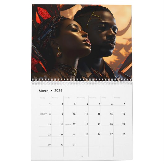 Afrikaanse paar kunst Kalender (Mar 2026)