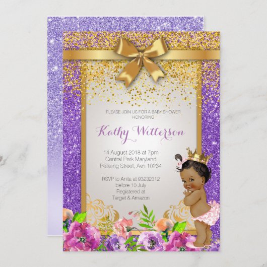 Afrikaanse Paarse Baby shower Kaart (Voorkant / Achterkant)