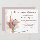 Afrikaanse Pampas Protea Accent Traditionele Bruil Kaart (Voorkant / Achterkant)