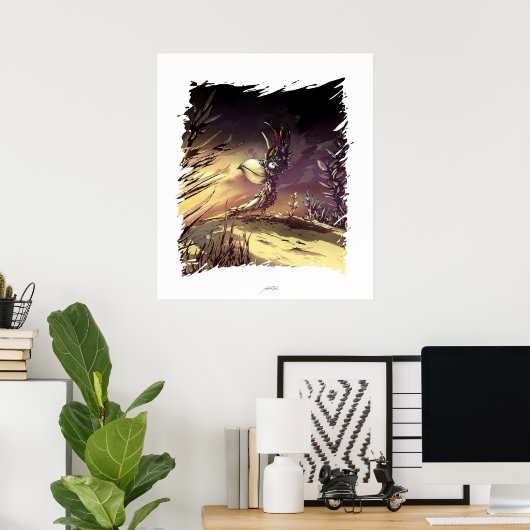 Afrikaanse papegaai in de savanne poster (Thuiskantoor)