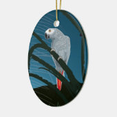 Afrikaanse papegaai op kerstboomversiering keramisch ornament (Links)