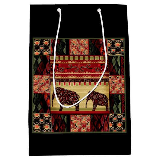 Afrikaanse patchwork, Afrikaans, tribaal, Aziatisc Medium Cadeauzakje (Voorkant)