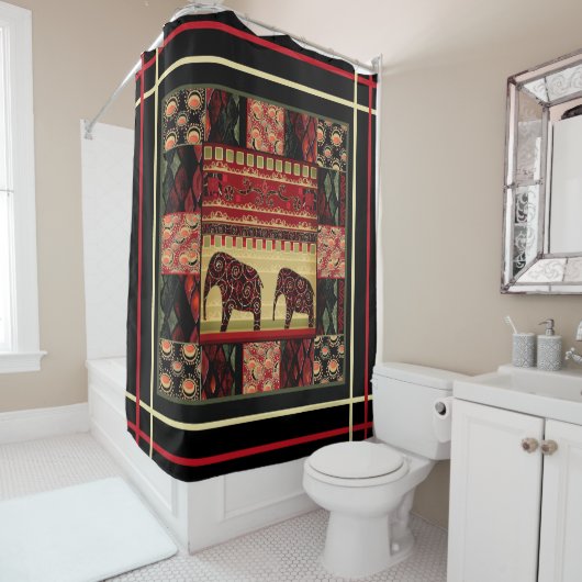 Afrikaanse patchwork douchegordijn (In situ)