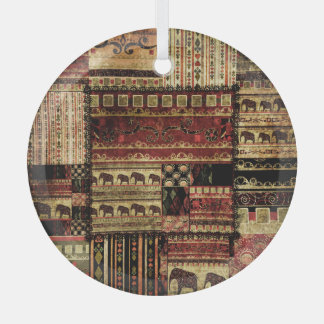 Afrikaanse patchwork: Grunge print achtergrond Glas Ornament