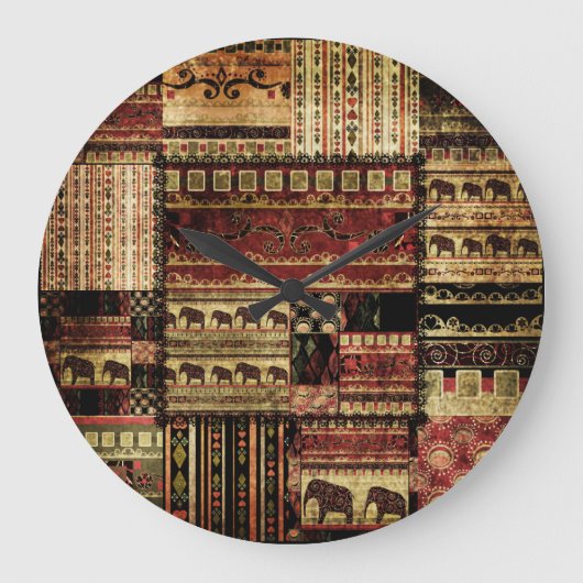 Afrikaanse patchwork: Grunge print achtergrond Grote Klok (Voorkant)