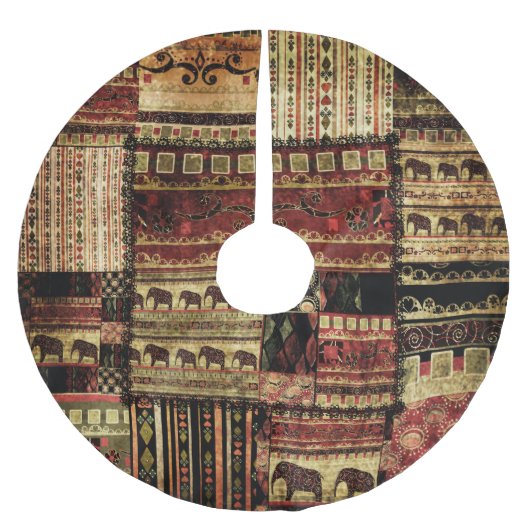 Afrikaanse patchwork: Grunge print achtergrond Kerstboom Rok (Voorkant)