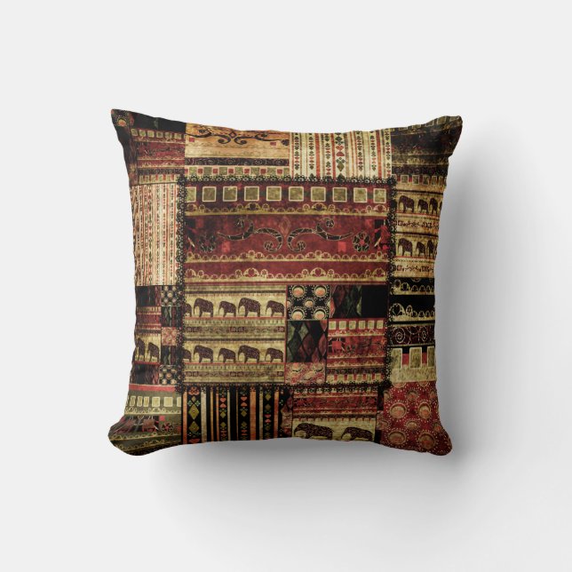 Afrikaanse patchwork: Grunge print achtergrond Kussen (Voorkant)