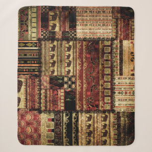Afrikaanse patchwork: Grunge print achtergrond Sherpa Deken