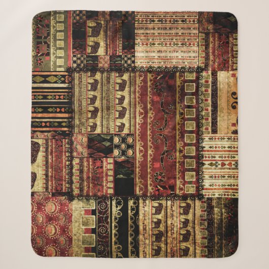 Afrikaanse patchwork: Grunge print achtergrond Sherpa Deken (Voorkant)