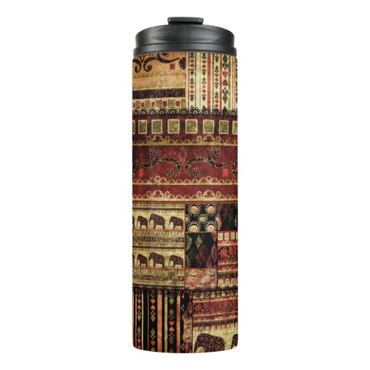 Afrikaanse patchwork: Grunge print achtergrond Thermosbeker (Voorkant)