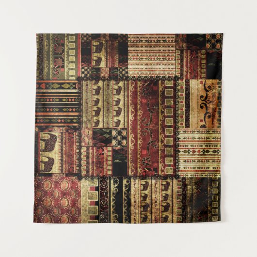 Afrikaanse patchwork: Grunge print achtergrond Wandkleed (Voorkant (horizontaal))
