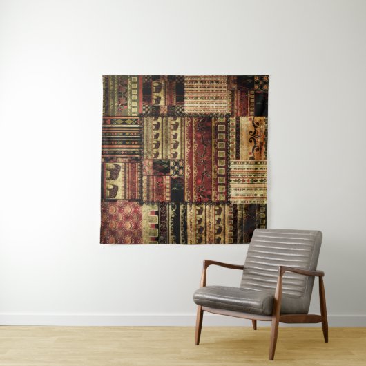 Afrikaanse patchwork: Grunge print achtergrond Wandkleed (In Situ (horizontaal))