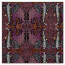 Afrikaanse patchwork-olifant (plum, Oranje, grijs) Stof