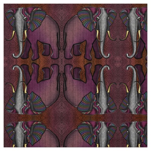 Afrikaanse patchwork-olifant (plum, Oranje, grijs) Stof (Swatch)