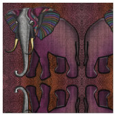 Afrikaanse patchwork-olifant (plum, Oranje, grijs) Stof (Close Up)