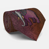 Afrikaanse patchwork-olifant (plum, Oranje, grijs) Stropdas (Opgerold)