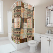 Afrikaanse Patchwork Olifanten: Ornamentale textuu Douchegordijn (In situ)