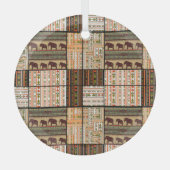 Afrikaanse Patchwork Olifanten: Ornamentale textuu Glas Ornament (Voorkant)