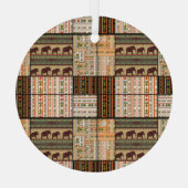 Afrikaanse Patchwork Olifanten: Ornamentale textuu Glas Ornament (Achterkant)