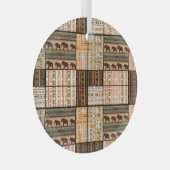 Afrikaanse Patchwork Olifanten: Ornamentale textuu Glas Ornament (Voorkant Rechts)