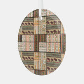Afrikaanse Patchwork Olifanten: Ornamentale textuu Glas Ornament (Voorkant links)