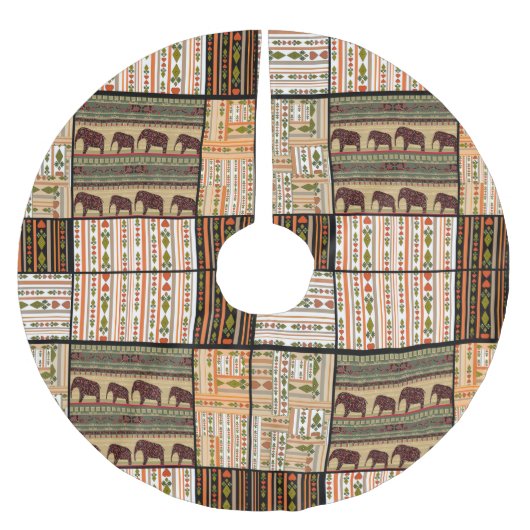 Afrikaanse Patchwork Olifanten: Ornamentale textuu Kerstboom Rok (Voorkant)