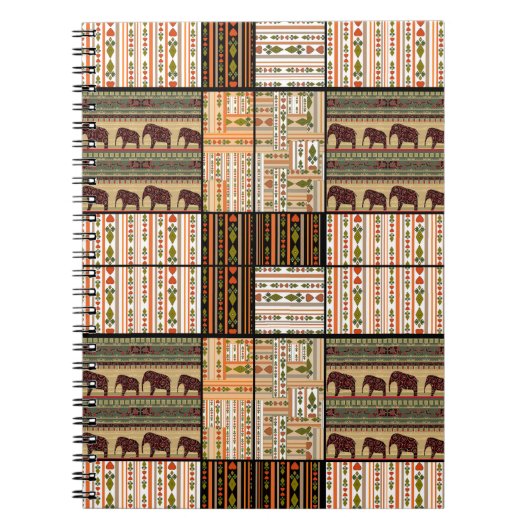 Afrikaanse Patchwork Olifanten: Ornamentale textuu Notitieboek (Voorkant)