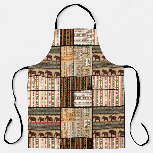 Afrikaanse Patchwork Olifanten: Ornamentale textuu Schort (Voorkant)