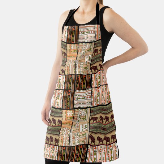 Afrikaanse Patchwork Olifanten: Ornamentale textuu Schort (Insitu)