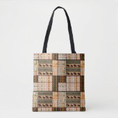 Afrikaanse Patchwork Olifanten: Ornamentale textuu Tote Bag (Voorkant)