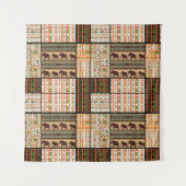 Afrikaanse Patchwork Olifanten: Ornamentale textuu Wandkleed (Voorkant)