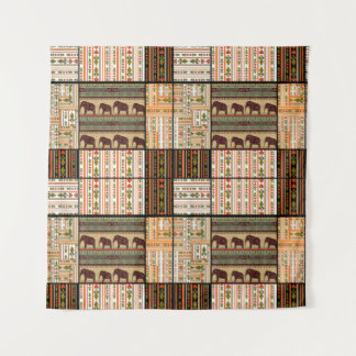 Afrikaanse Patchwork Olifanten: Ornamentale textuu Wandkleed