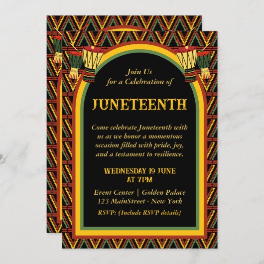 Afrikaanse Patronen Juneteenth Celebration Kaart (Voorkant / Achterkant)
