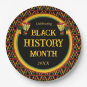 Afrikaanse Patronen Zwarte Geschiedenis Maand Vier Papieren Bordje (Voorkant)
