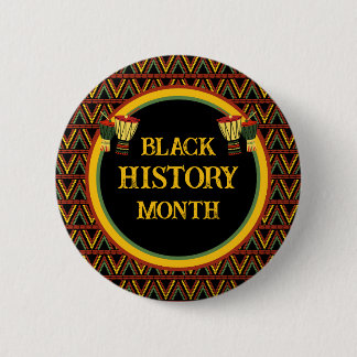 Afrikaanse Patronen Zwarte Geschiedenis Maand Vier Ronde Button 5,7 Cm