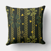 Afrikaanse Patroongroen, mosterd, bruine streep Kussen (Achterkant)