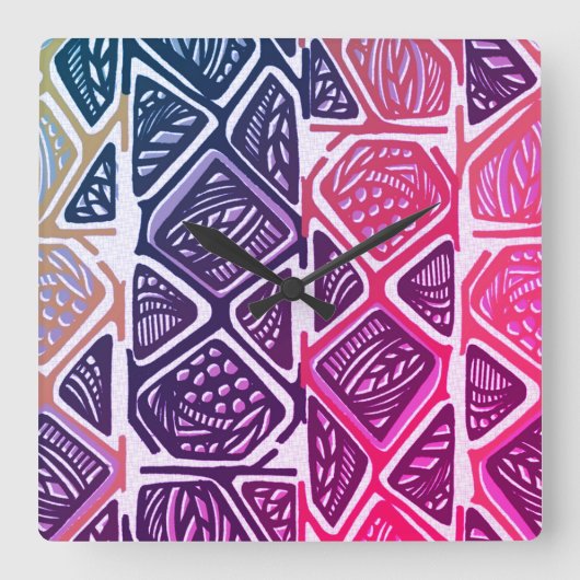 Afrikaanse patroonmuur vierkante klok (Voorkant)