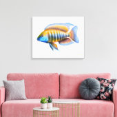 Afrikaanse Peacock Cichlid Fish Wrapped Canvas Afdruk (Insitu (Woonkamer))