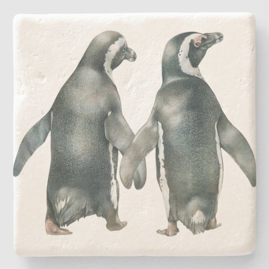 Afrikaanse Penguin Pair Stenen Onderzetter (Voorkant)