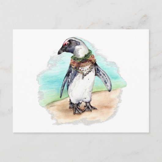 Afrikaanse Pinguïn op een strand Briefkaart (Voorkant)