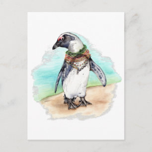 Afrikaanse Pinguïn op een strand Briefkaart