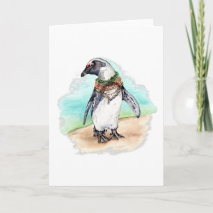 Afrikaanse Pinguïn op een strand Feestdagen Kaart