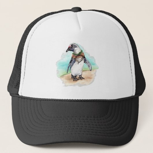 Afrikaanse Pinguïn op een strand Trucker Pet (Voorkant)