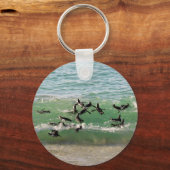 Afrikaanse pinguïns zwemmen op het strand sleutelhanger (Voorkant)
