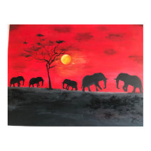 Afrikaanse Plain Elephant schilderij Wall Art