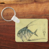 Afrikaanse Pompano Vis, Vintage Draadvinnige Horsm Sleutelhanger (Achterkant)