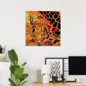 Afrikaanse Poster voor meisjes en Giraffes (Thuiskantoor)