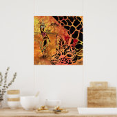 Afrikaanse Poster voor meisjes en Giraffes (Keuken)